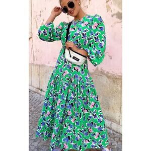 Never Fully Dressed Delilah Green Floral Drop Waist Dress size 18
